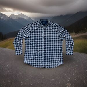 Con.struct Shirt Men XXL Blue Plaid Slim Fit 4-way Stretch Long Sleeve Button